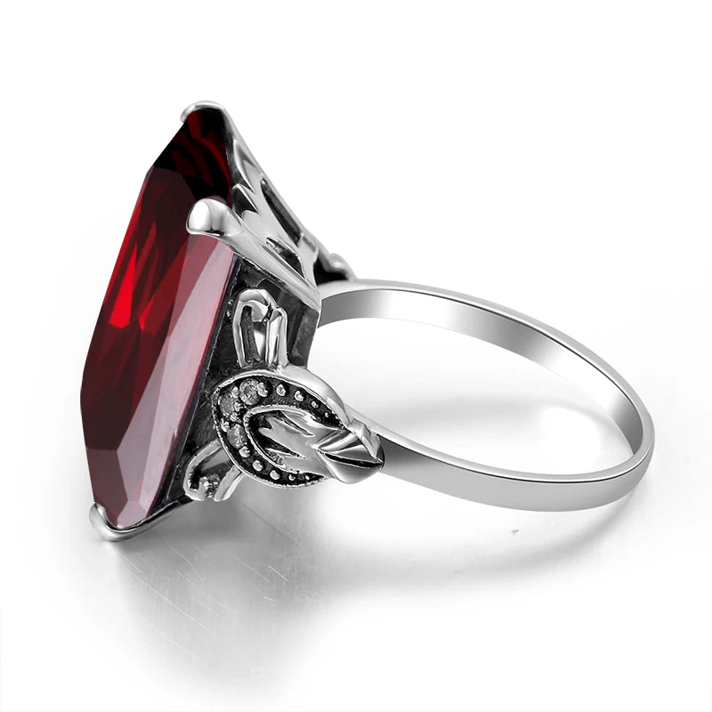 Sterling Silver Square Gemstone Ring