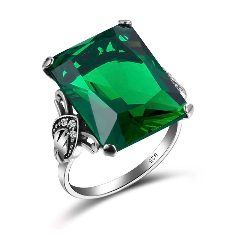 Sterling Silver Square Gemstone Ring