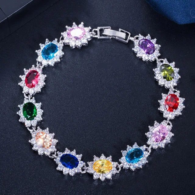 Flower Cluster Zirconia Bracelet