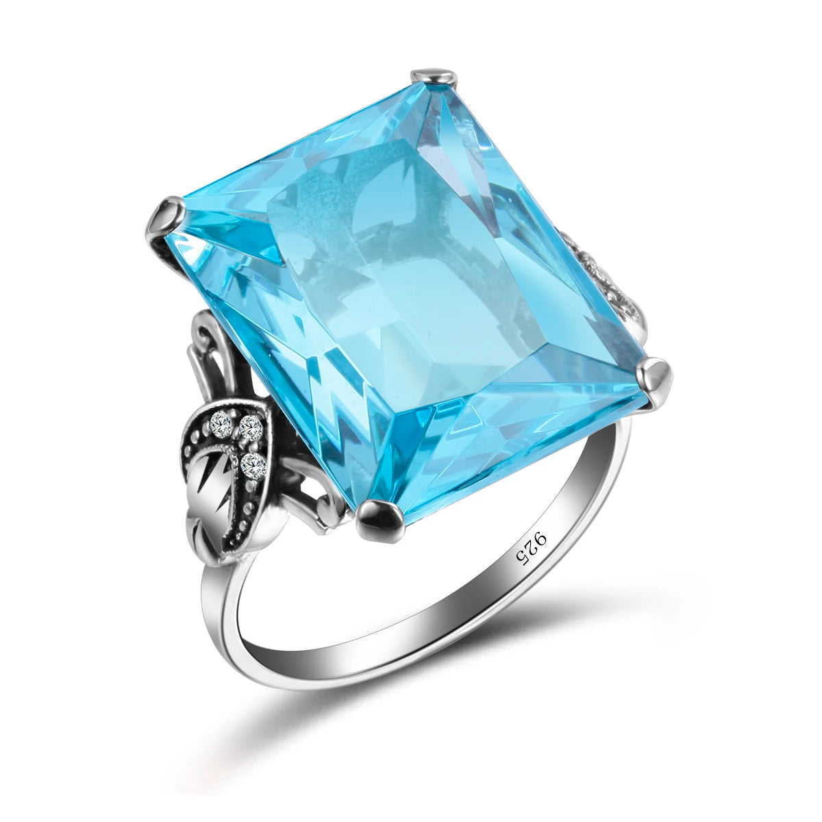 Sterling Silver Square Gemstone Ring