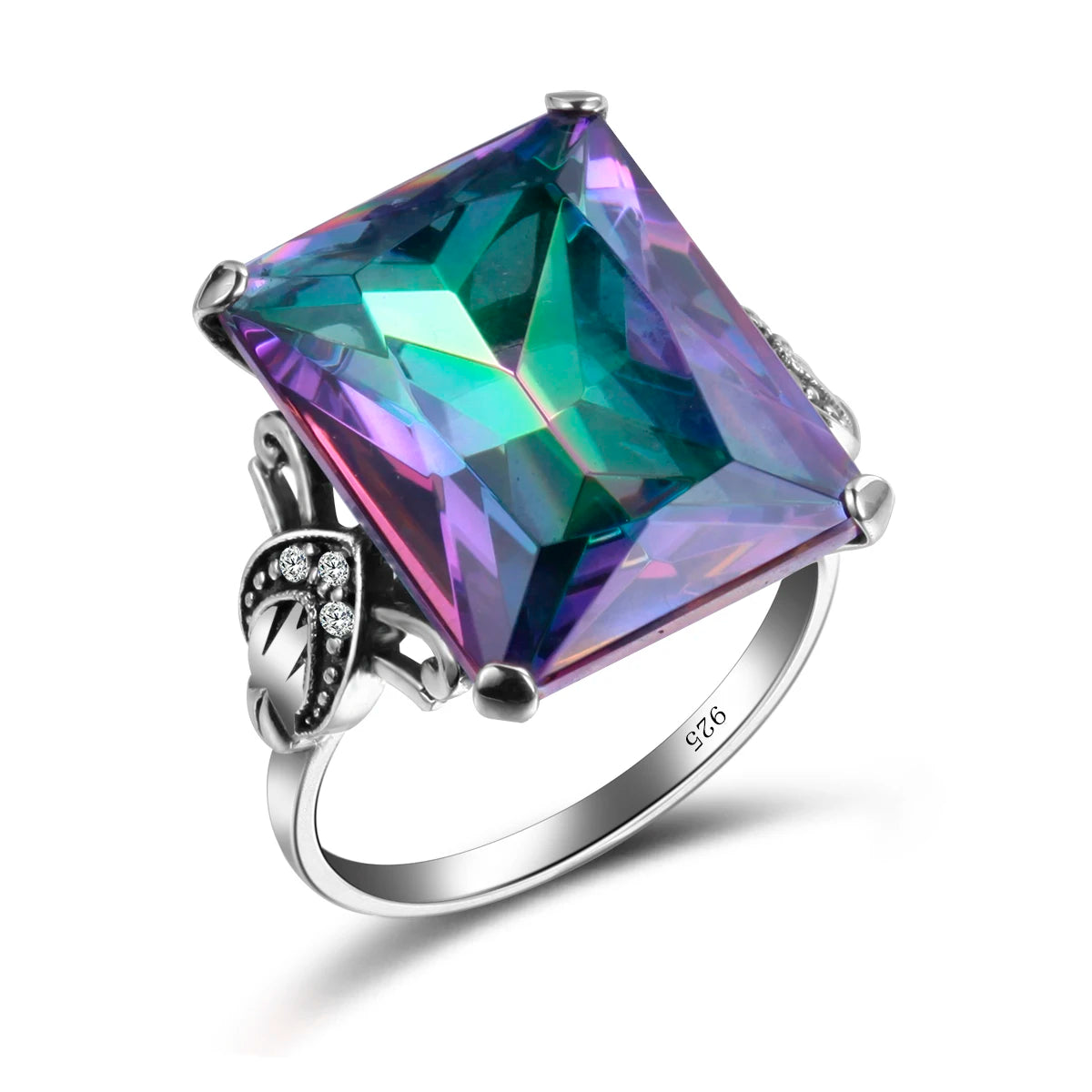 Sterling Silver Square Gemstone Ring