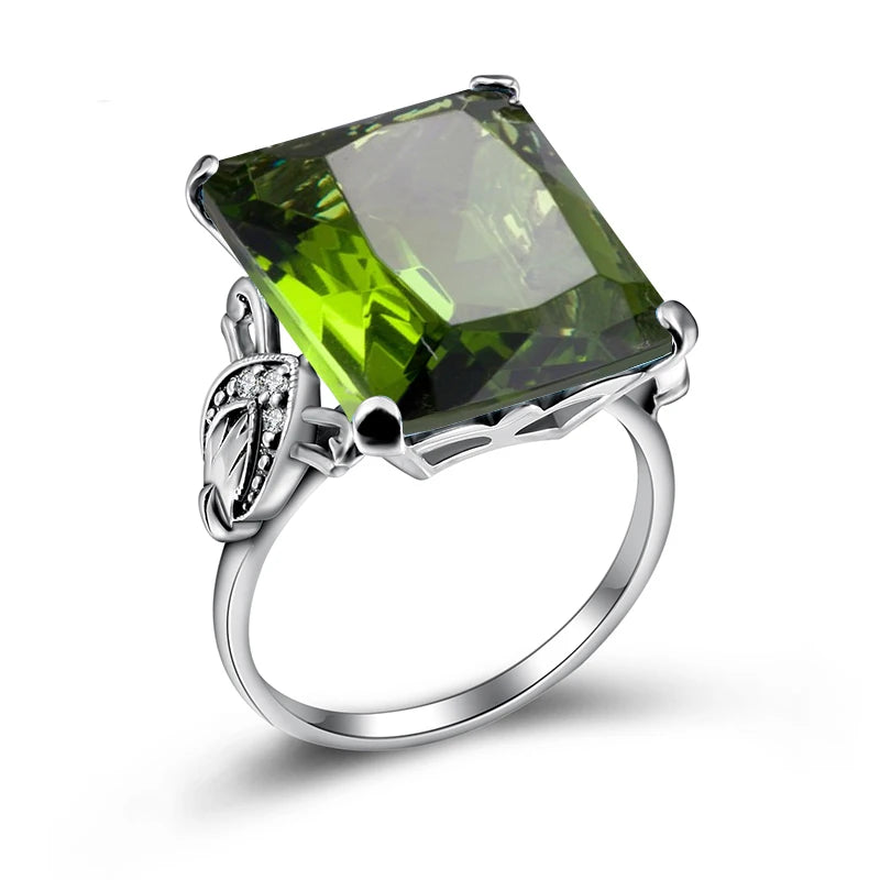 Sterling Silver Square Gemstone Ring