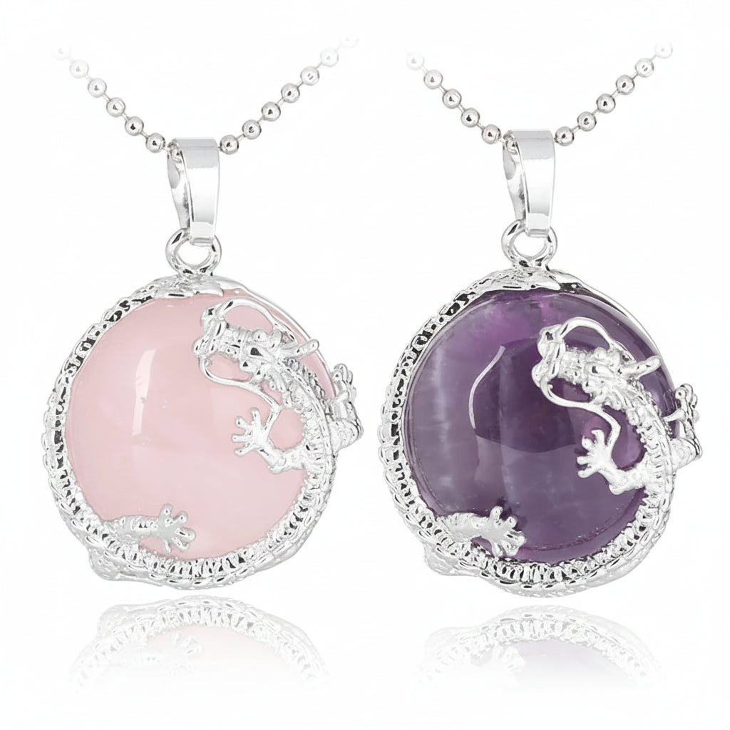 Dragon Coin Stone Pendant Necklace