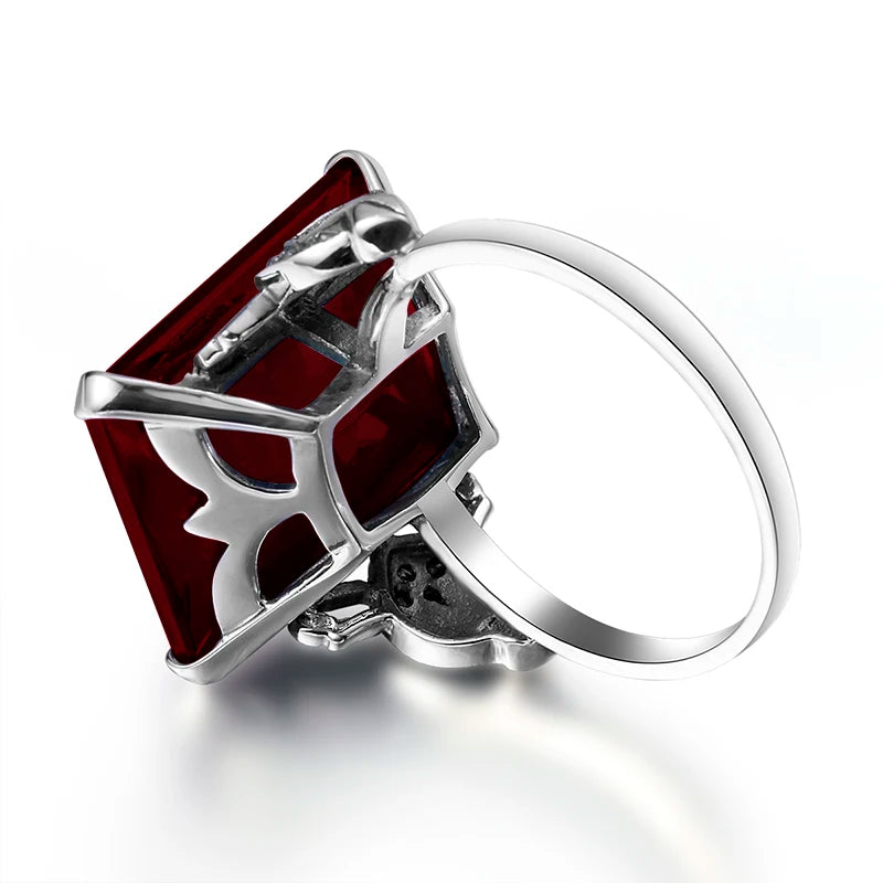 Sterling Silver Square Gemstone Ring