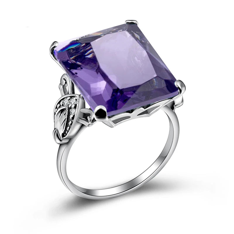 Sterling Silver Square Gemstone Ring