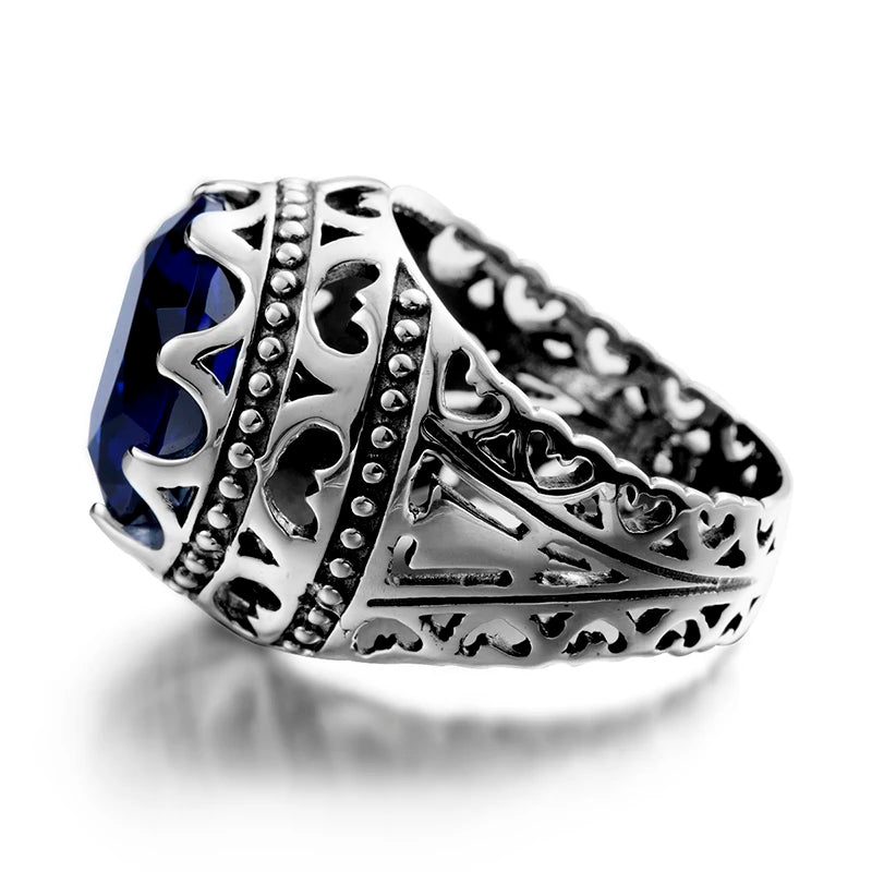 Sterling Silver Round Gemstone Ring