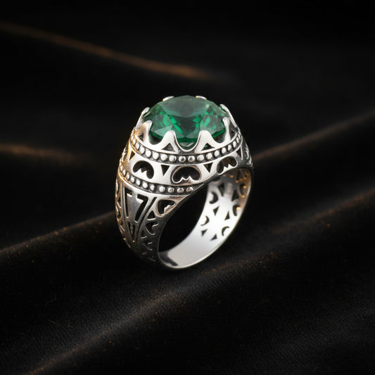 Sterling Silver Round Gemstone Ring