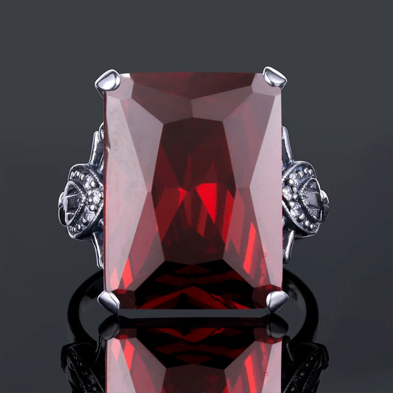 Sterling Silver Square Gemstone Ring