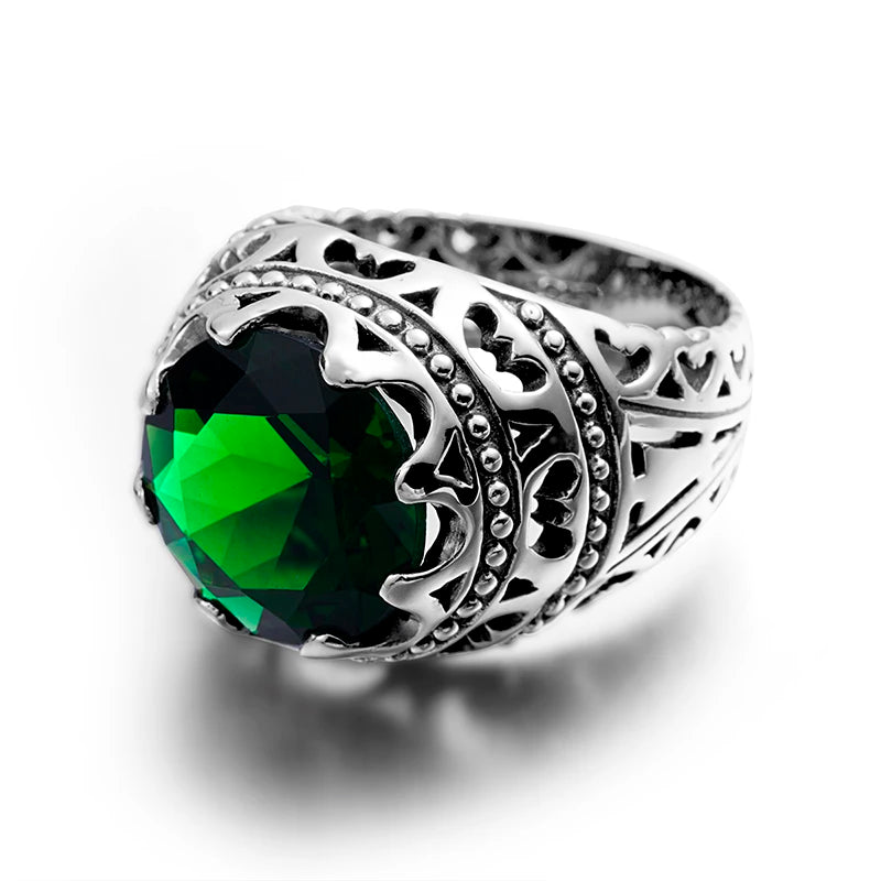 Sterling Silver Round Gemstone Ring