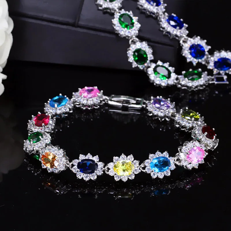 Flower Cluster Zirconia Bracelet