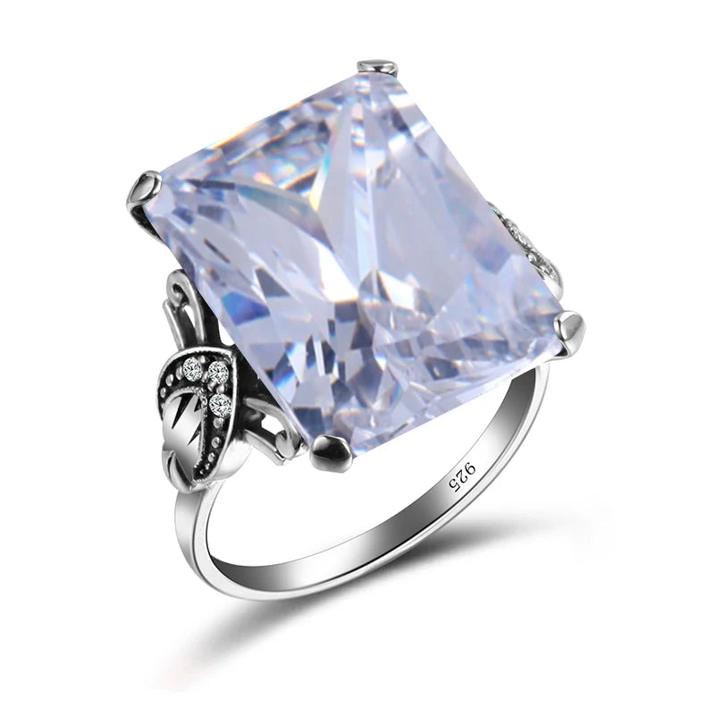Sterling Silver Square Gemstone Ring