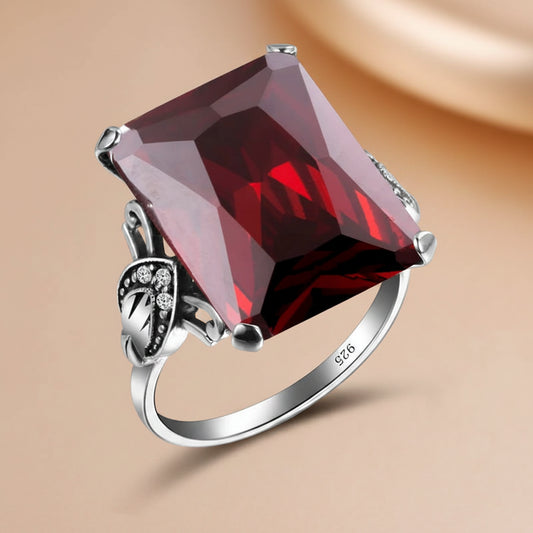 Sterling Silver Square Gemstone Ring