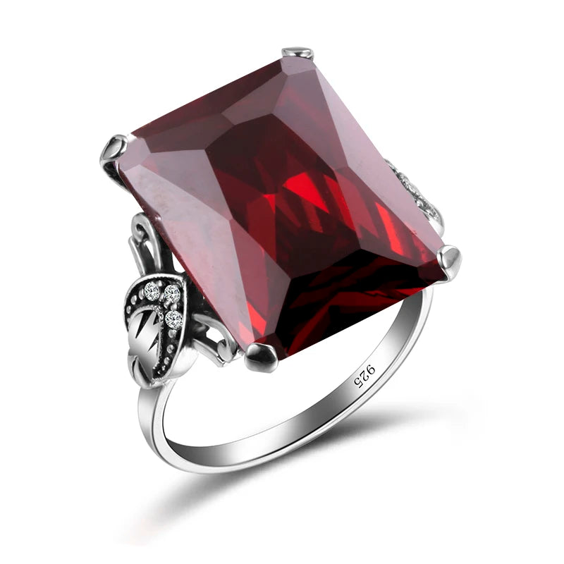 Sterling Silver Square Gemstone Ring