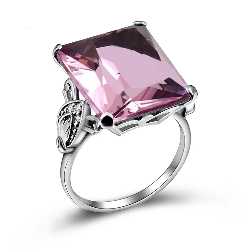 Sterling Silver Square Gemstone Ring