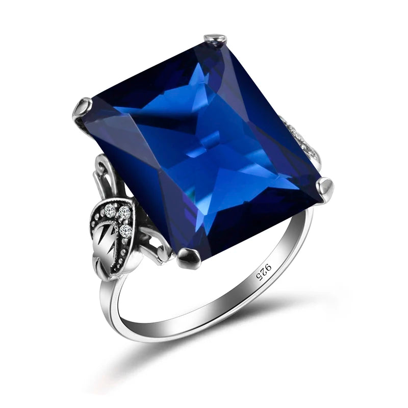 Sterling Silver Square Gemstone Ring