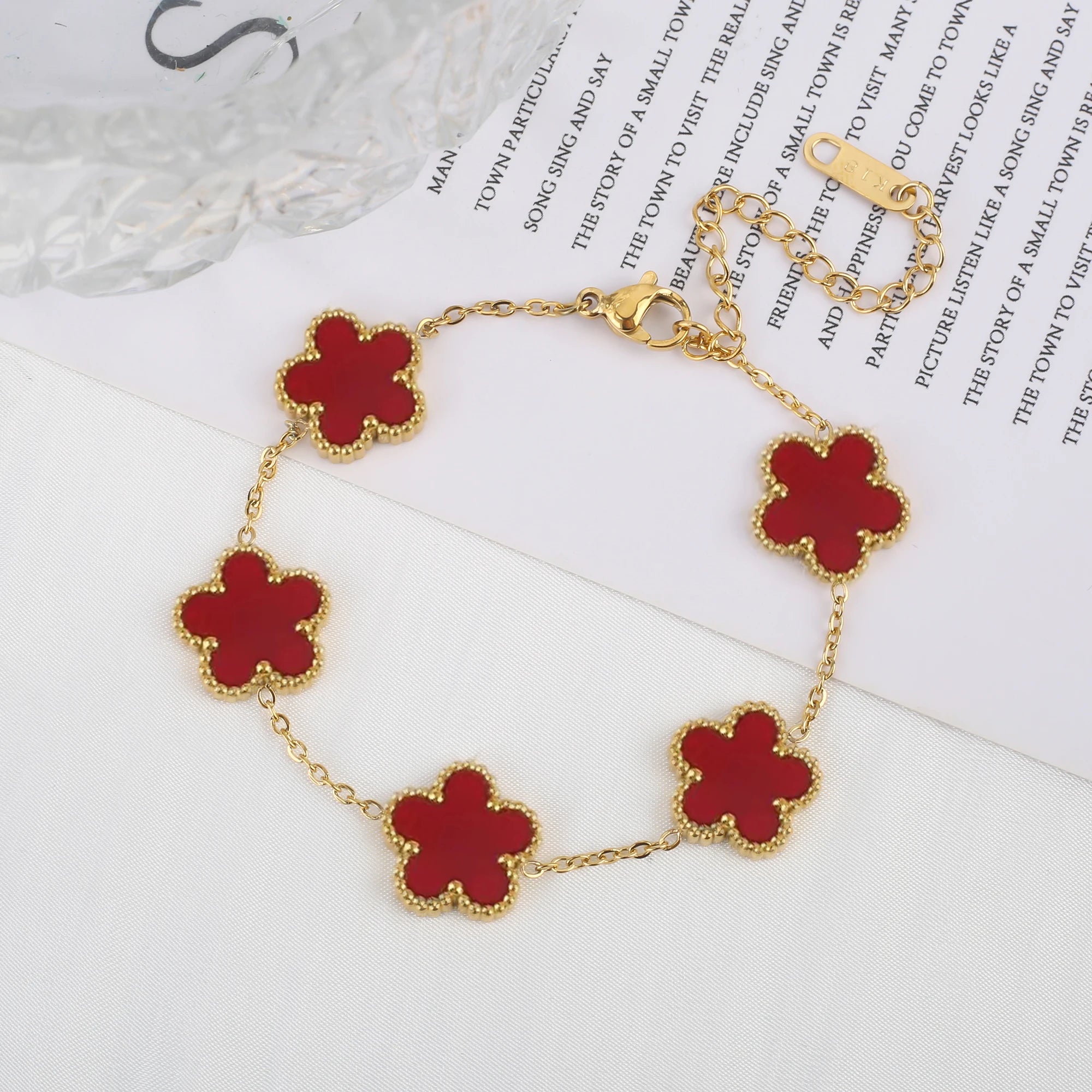 Adjustable Flower Charm Bracelet