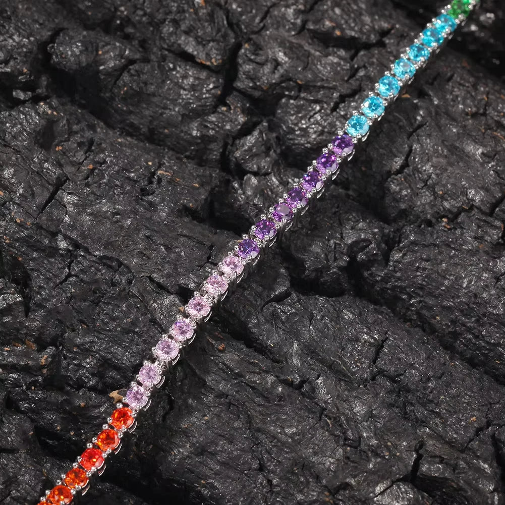 Sterling Silver Rainbow Tennis Bracelet