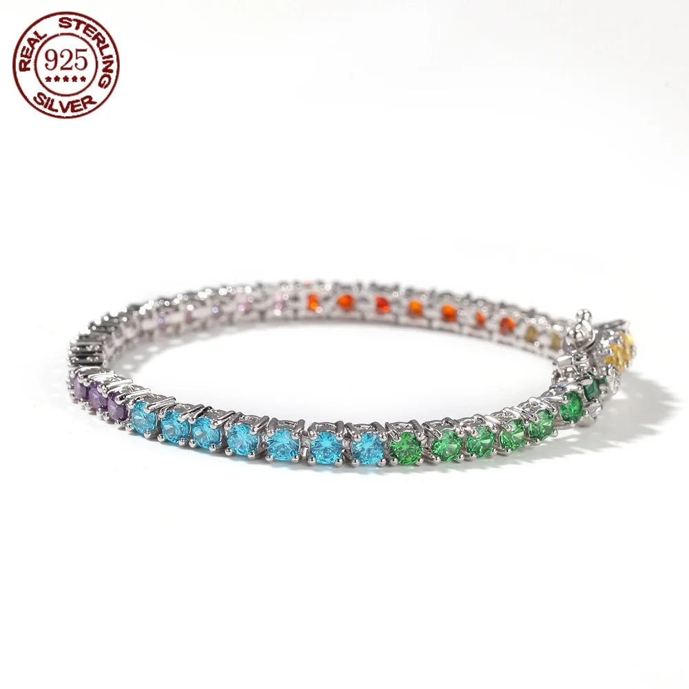 Sterling Silver Rainbow Tennis Bracelet