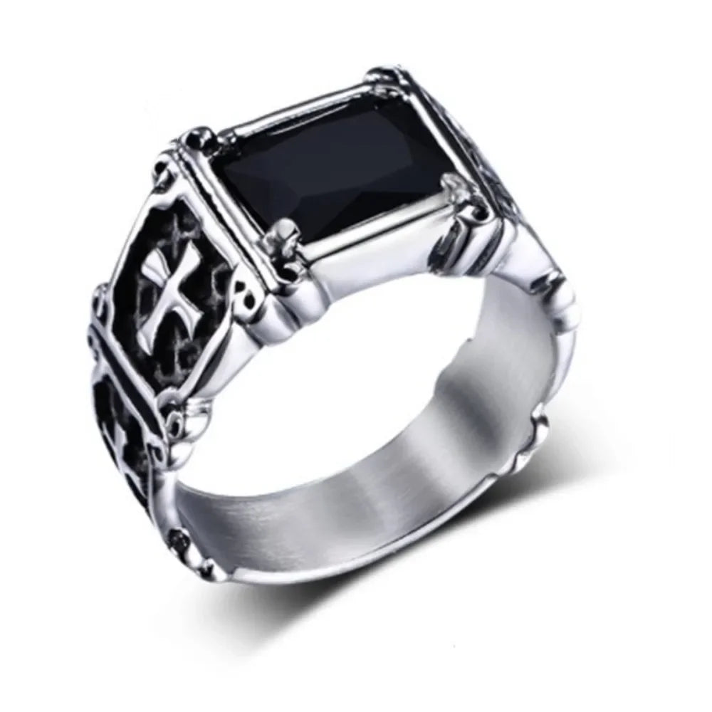 Cross Pattern Stone Ring
