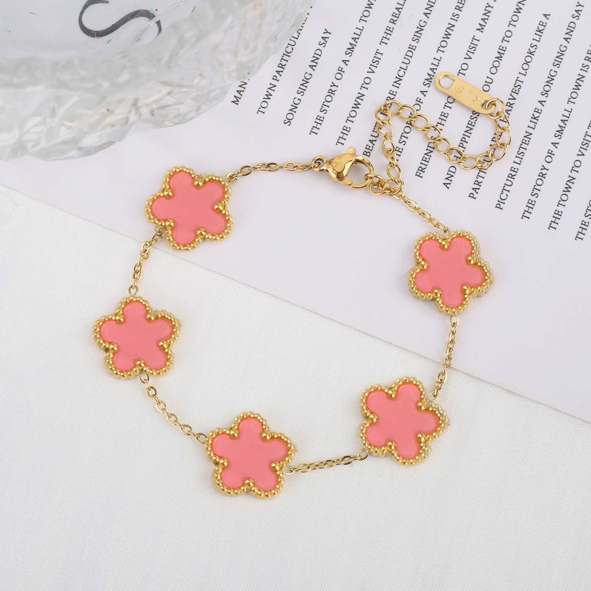 Adjustable Flower Charm Bracelet