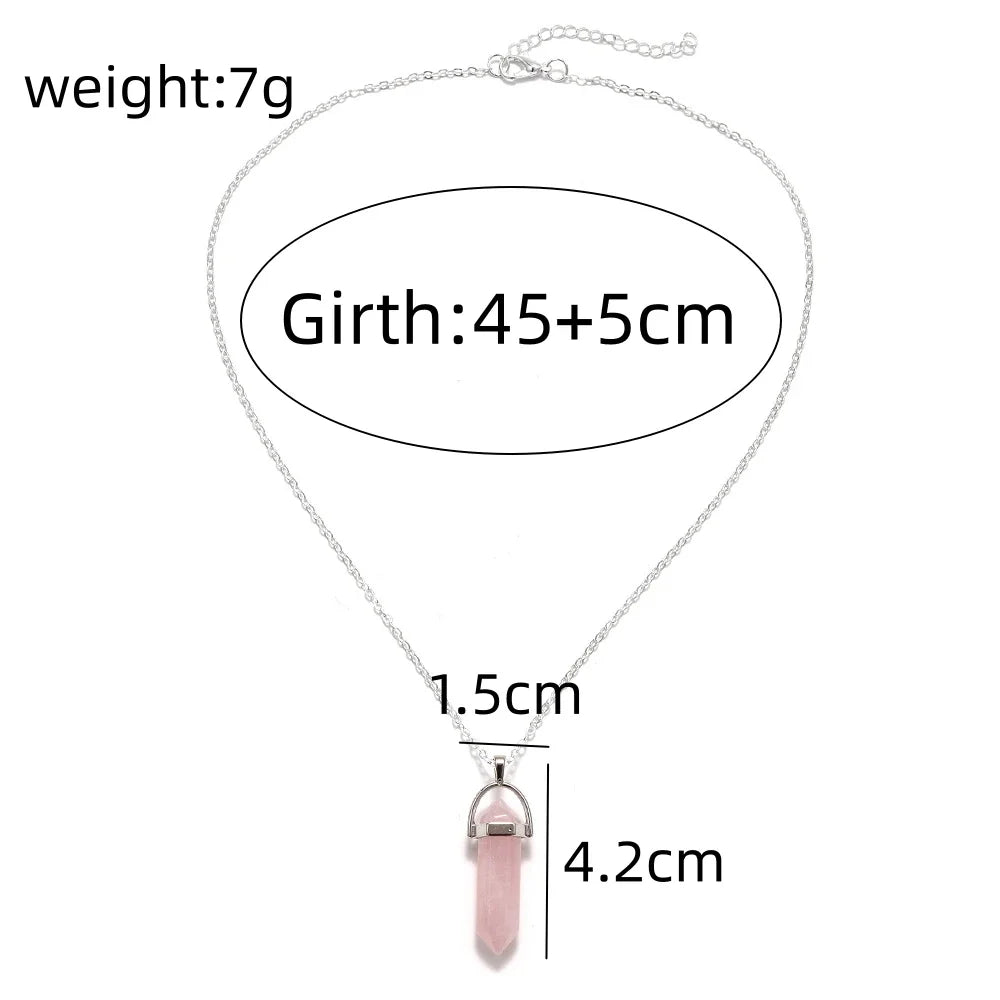 Hexagonal Stone Pendant Necklace