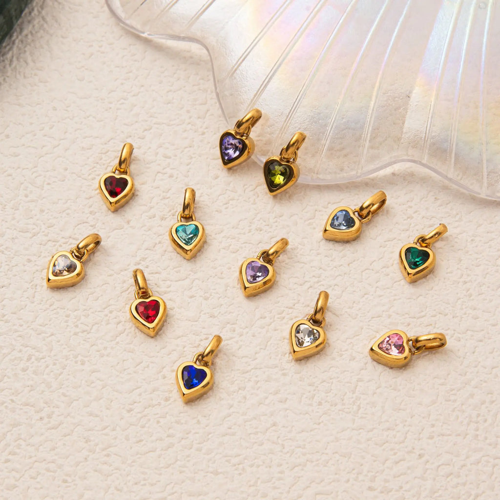 Birthstone Heart Charm Pendant