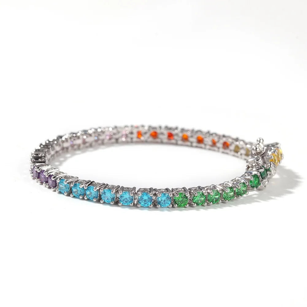 Sterling Silver Rainbow Tennis Bracelet