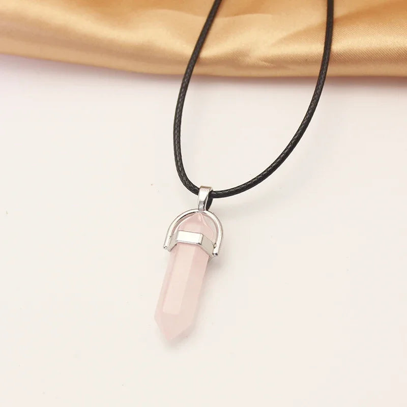 Hexagonal Stone Pendant Necklace