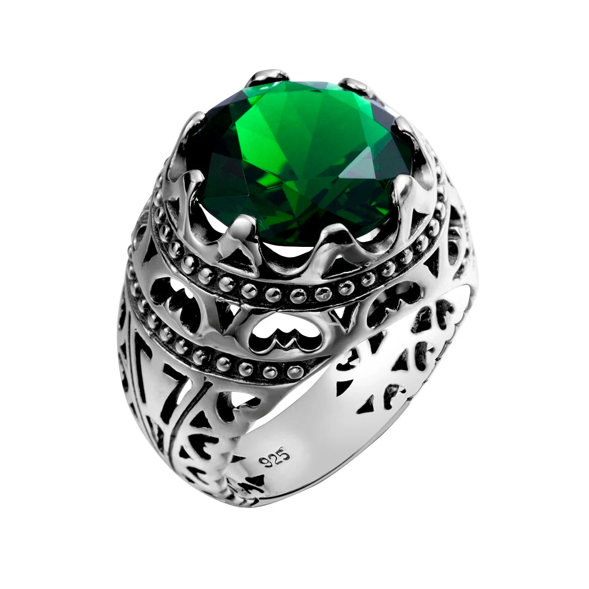 Sterling Silver Round Gemstone Ring