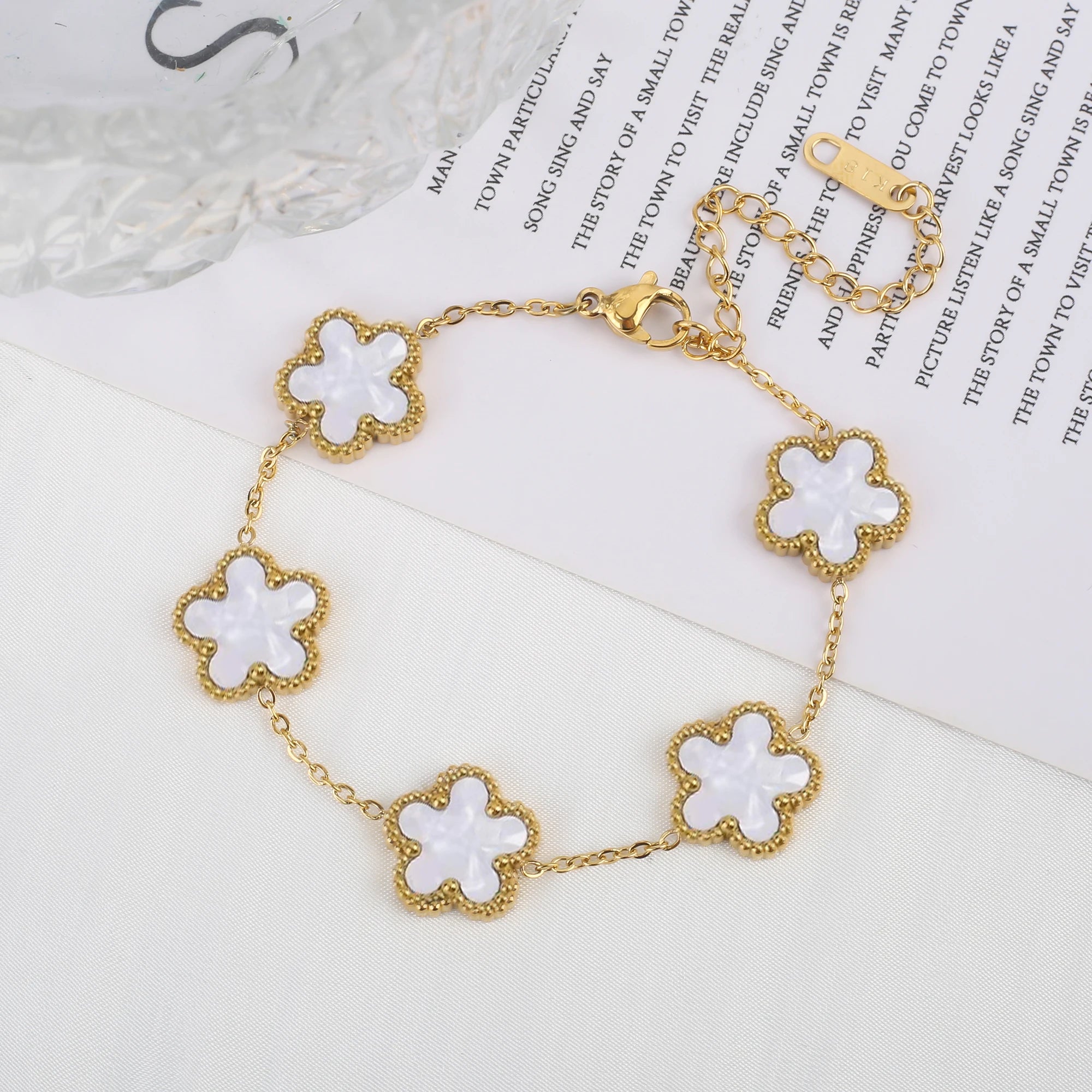 Adjustable Flower Charm Bracelet