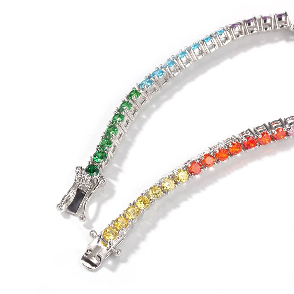 Sterling Silver Rainbow Tennis Bracelet