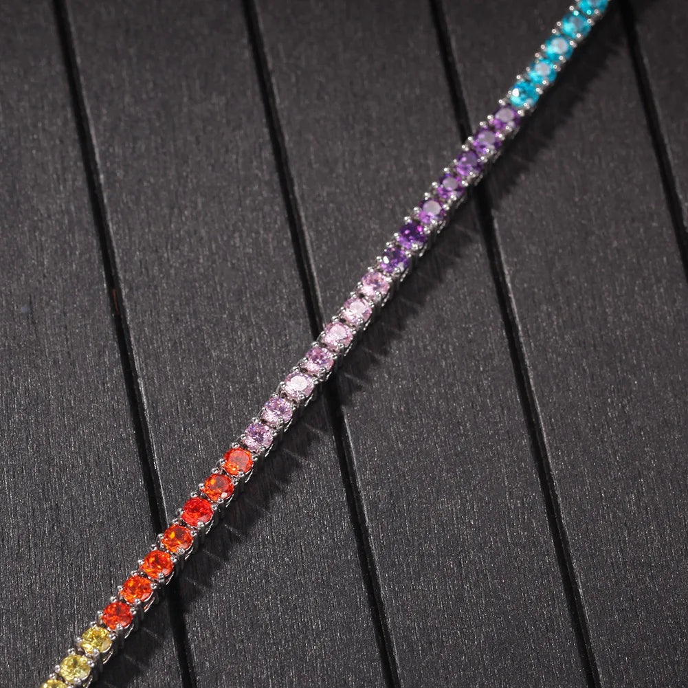 Sterling Silver Rainbow Tennis Bracelet