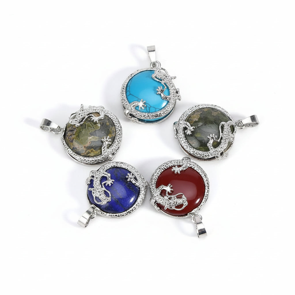 Dragon Coin Stone Pendant Necklace