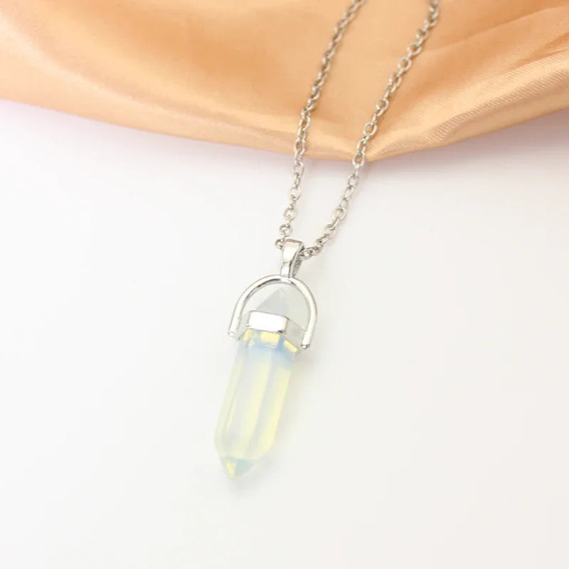 Hexagonal Stone Pendant Necklace