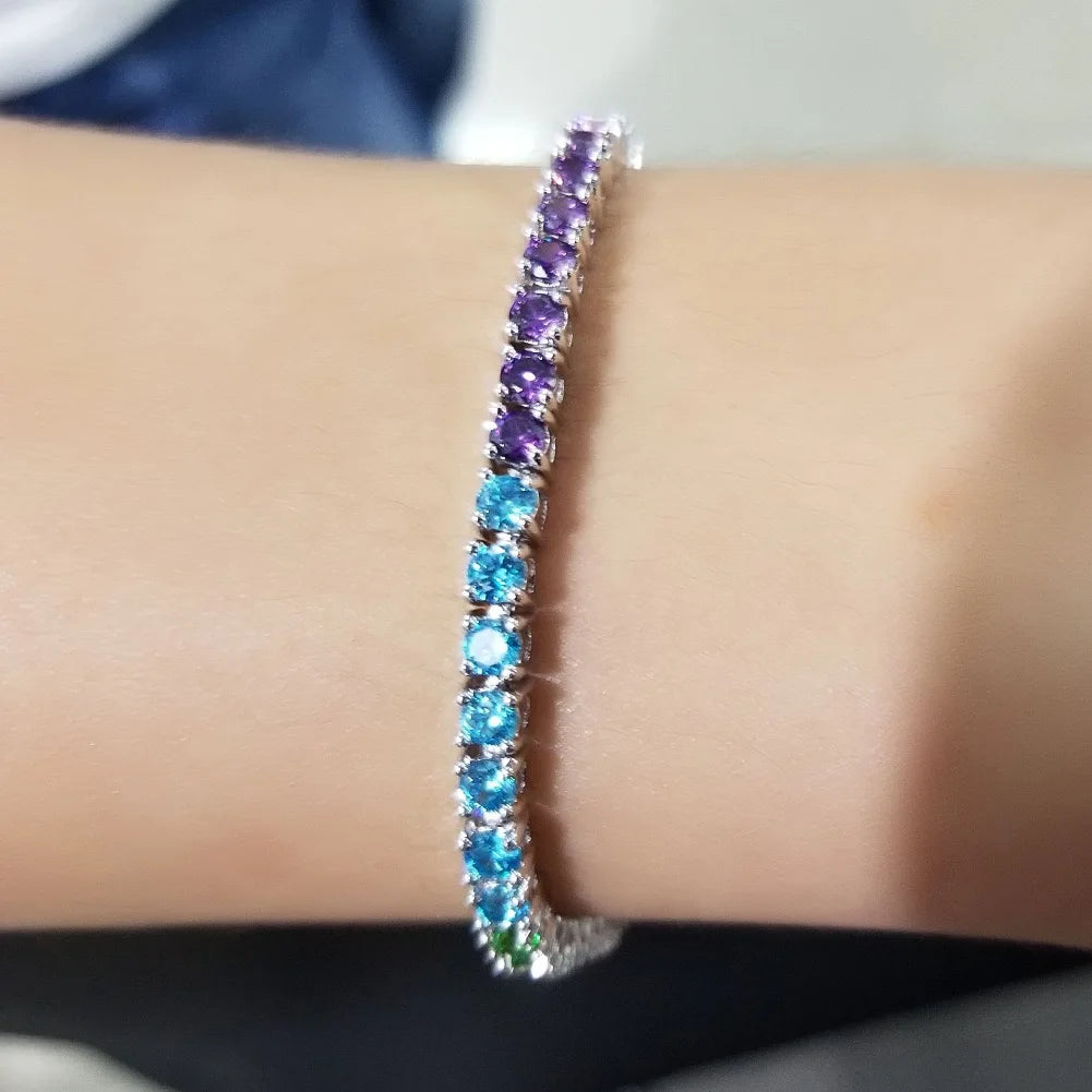 Sterling Silver Rainbow Tennis Bracelet