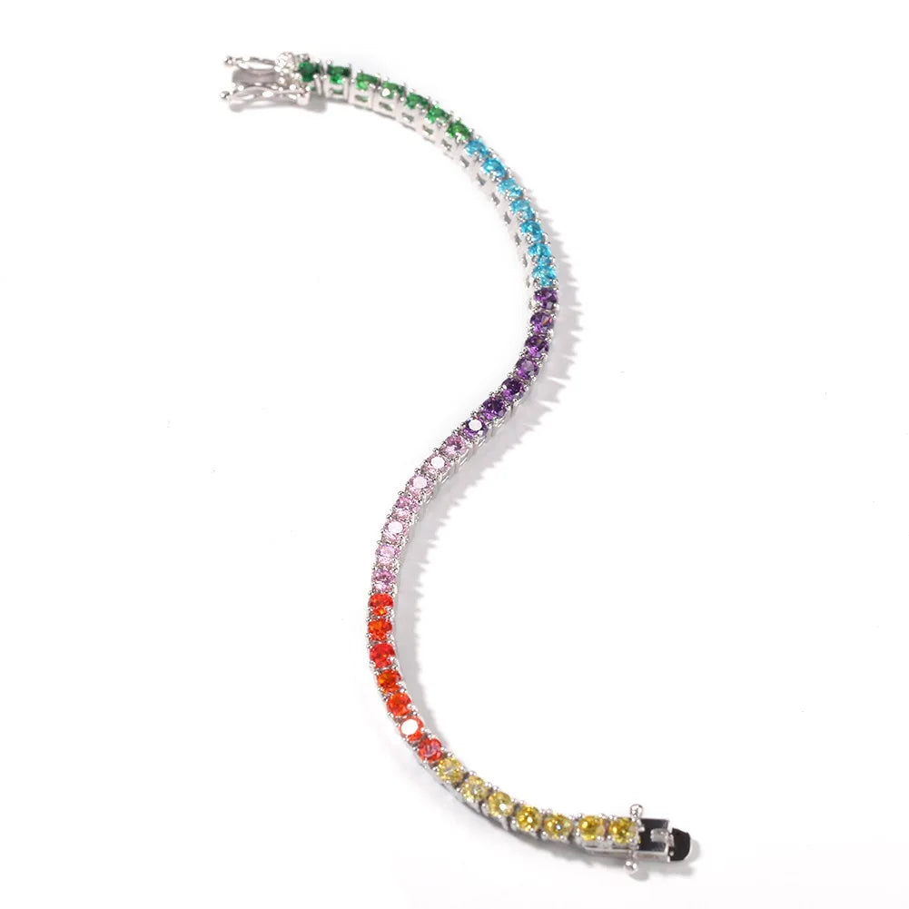 Sterling Silver Rainbow Tennis Bracelet