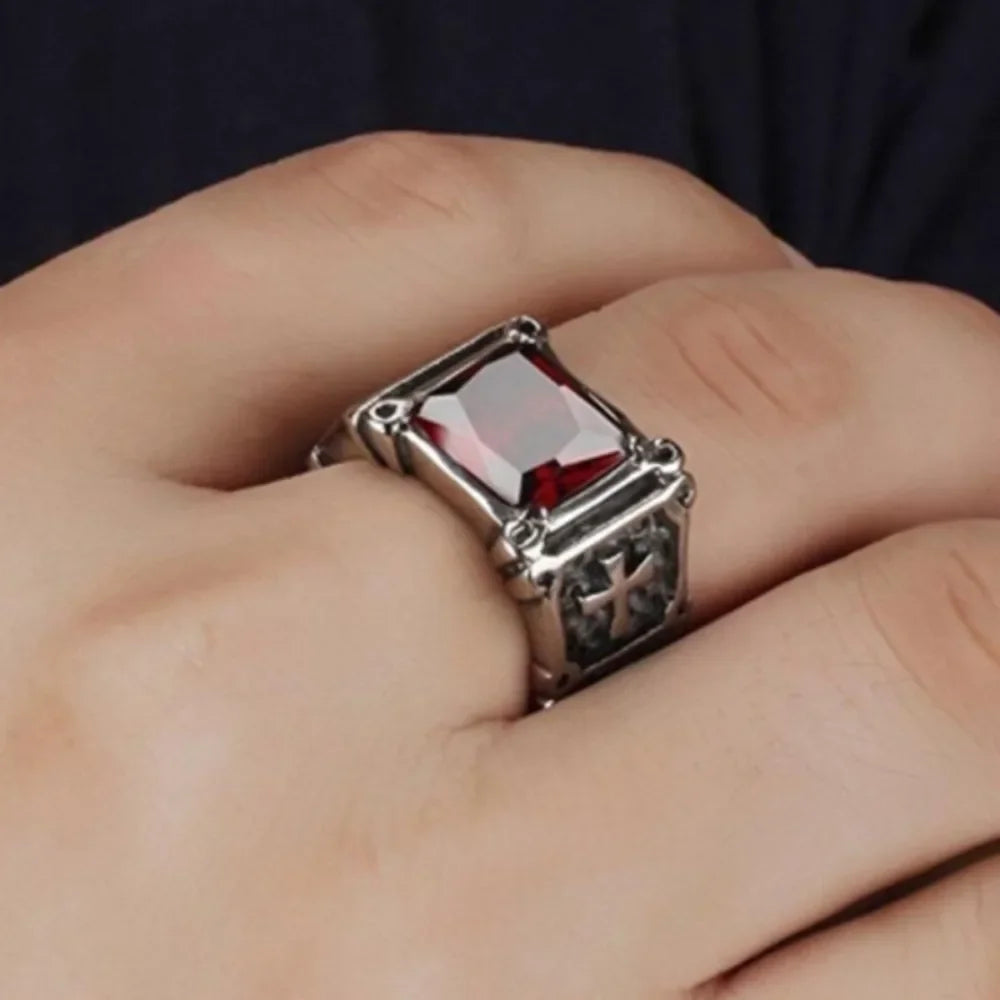 Cross Pattern Stone Ring