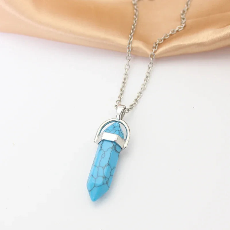Hexagonal Stone Pendant Necklace