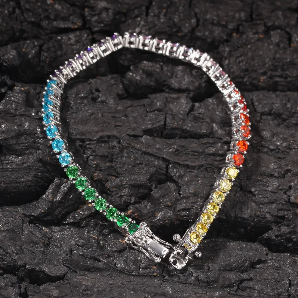 Sterling Silver Rainbow Tennis Bracelet