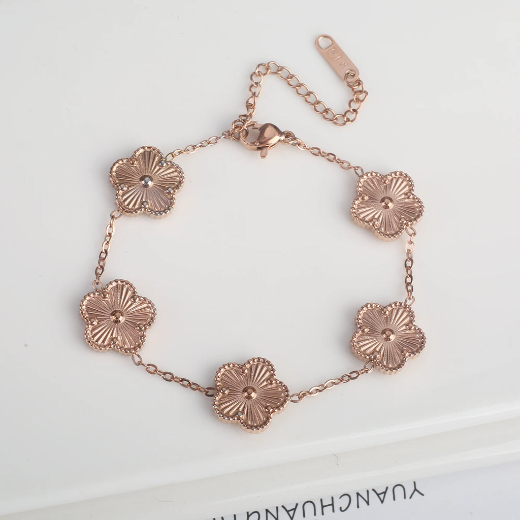 Adjustable Flower Charm Bracelet