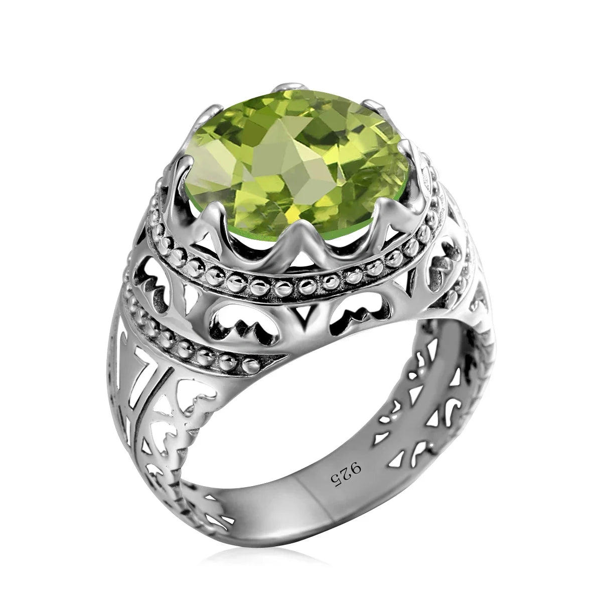 Sterling Silver Round Gemstone Ring