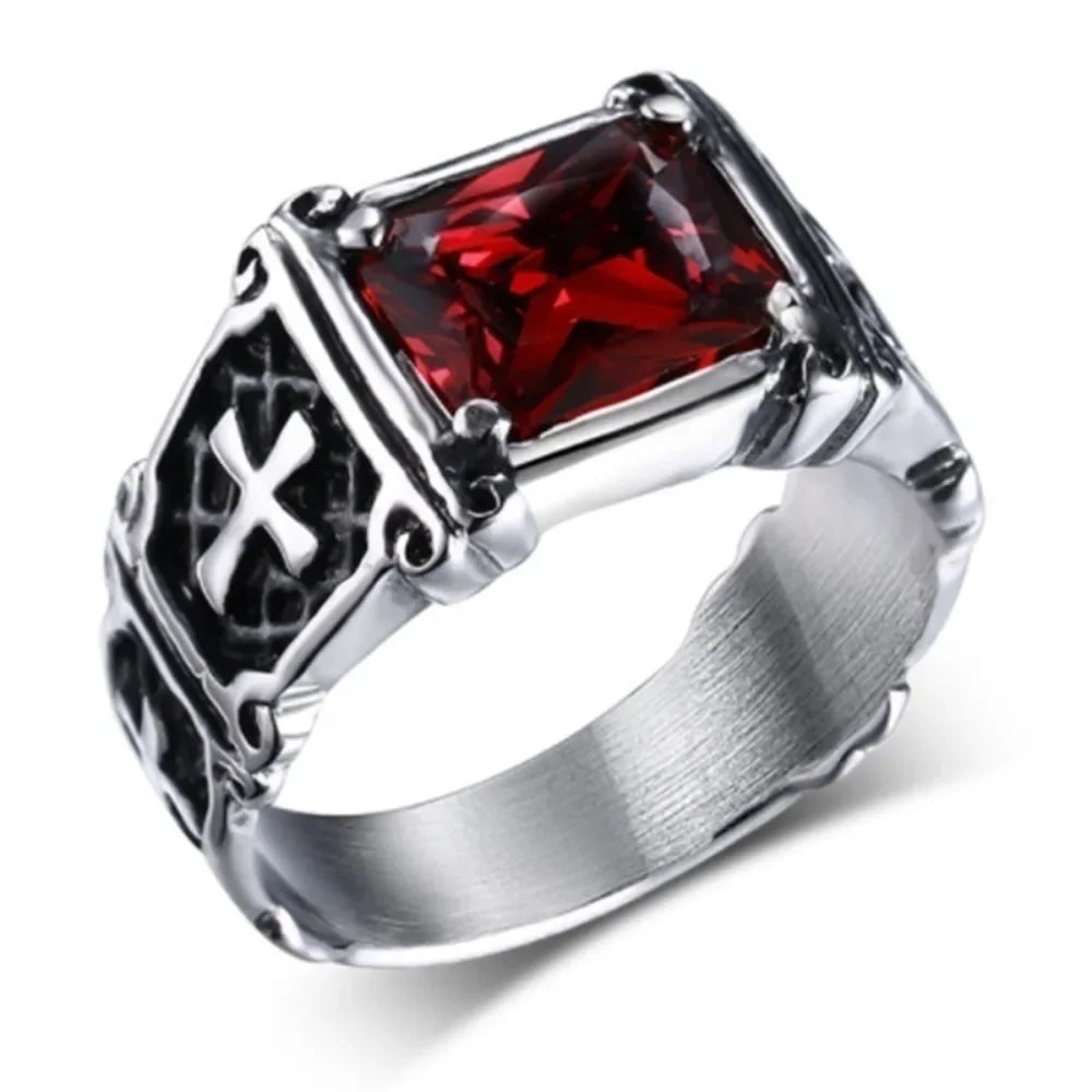 Cross Pattern Stone Ring