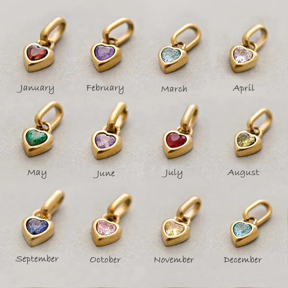 Birthstone Heart Charm Pendant
