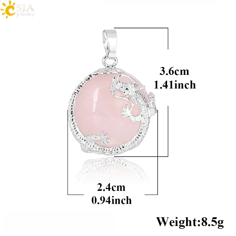 Dragon Coin Stone Pendant Necklace