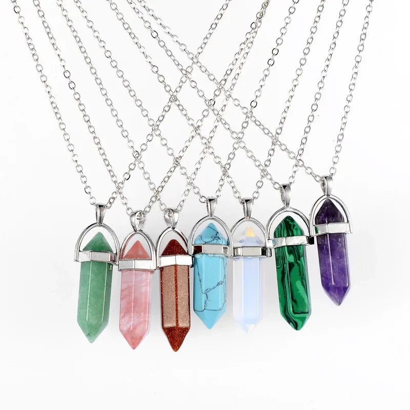 Hexagonal Stone Pendant Necklace