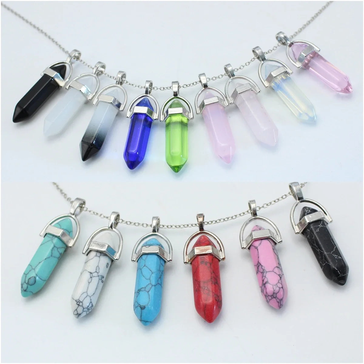 Hexagonal Stone Pendant Necklace