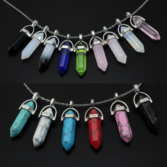 Hexagonal Stone Pendant Necklace