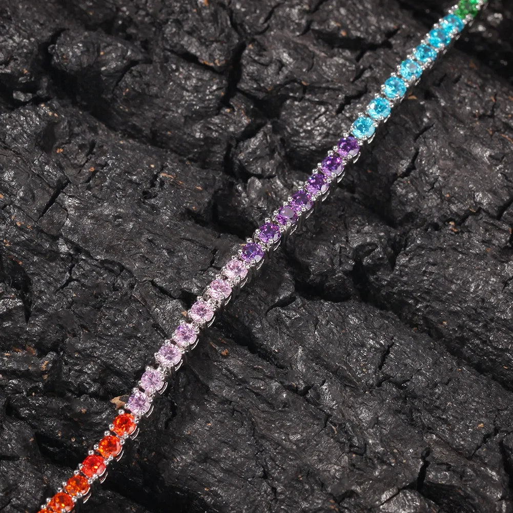 Sterling Silver Rainbow Tennis Bracelet