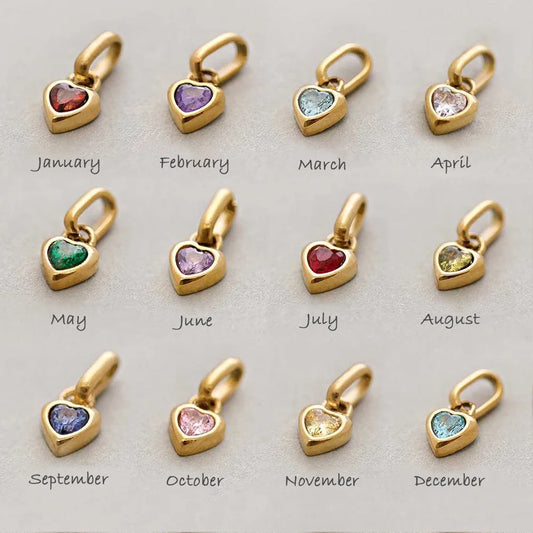 Birthstone Heart Charm Pendant