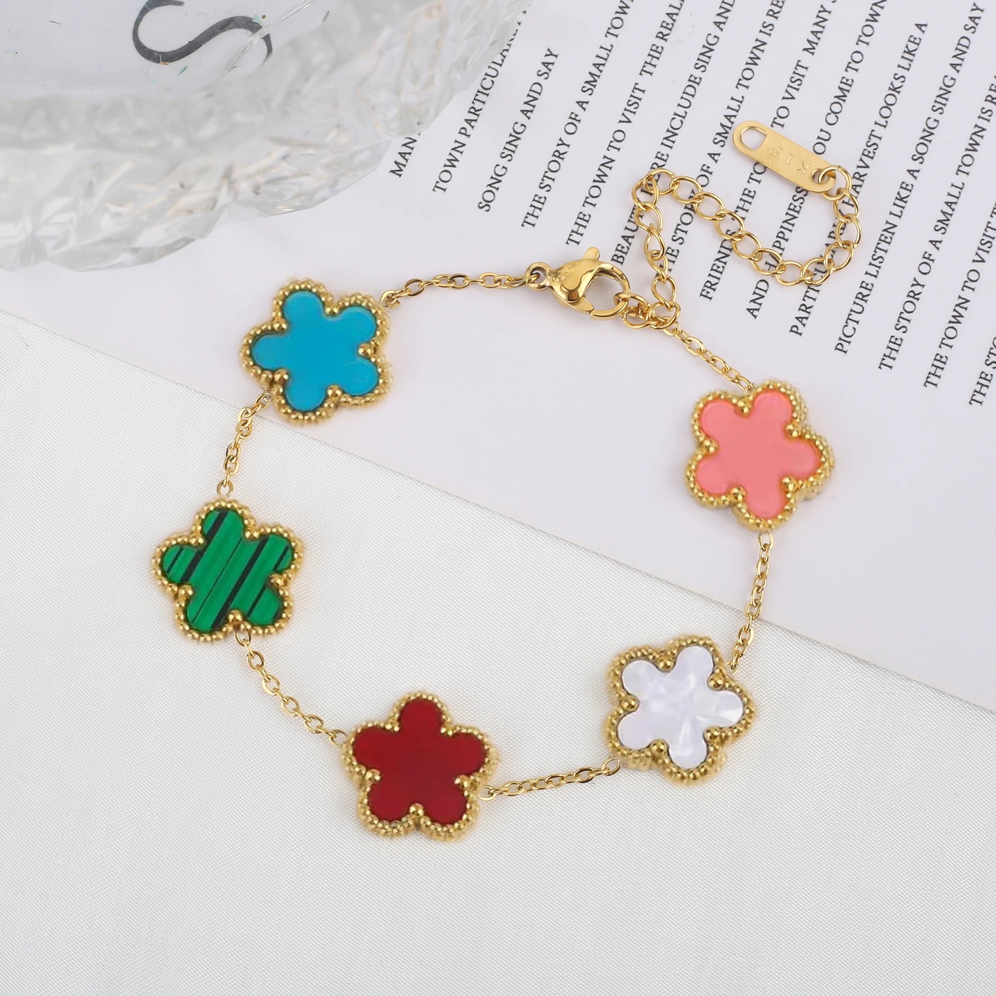 Adjustable Flower Charm Bracelet